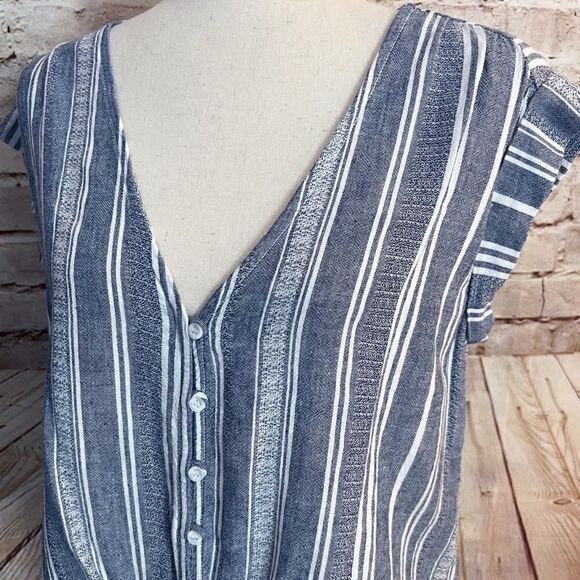 Cloth & Stone tie front blouse top linen striped - Picture 5 of 5